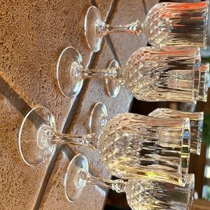 Set of six crystal liquor glasses.